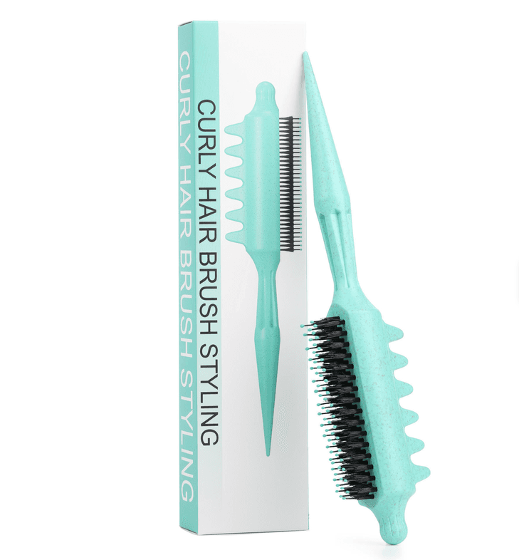 Brosse coiffante pour cheveux boucles, coloris menthe, avec son etui